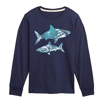 Boys 8-20 Shark Silhouette Underwater Long Sleeve Graphic Tee