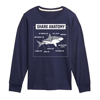 Boys 8-20 Shark Anatomy Long Sleeve Graphic Tee