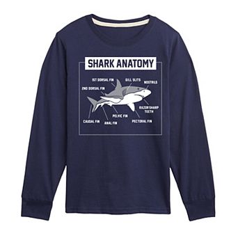 Boys 8-20 Shark Anatomy Long Sleeve Graphic Tee
