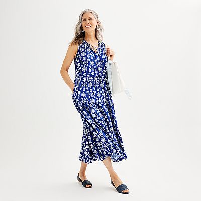 croft and barrow maxi dress Women's Croft & Barrow Flowy Sleeveless Tiered Maxi Dress