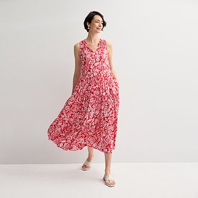 Women's Croft & Barrow Flowy Sleeveless Tiered Maxi Dress
