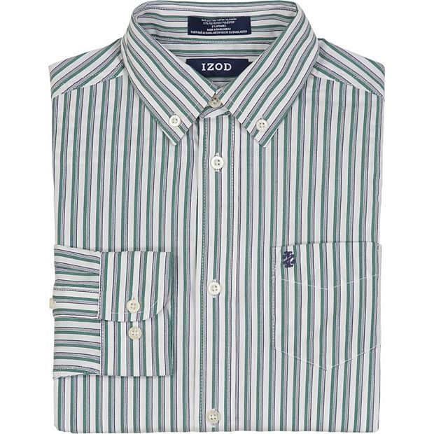 Boys 8-20 Izod Printed Long Sleeve Stretch Button Up Shirt, Boy's, Size: XL, Green Stripes