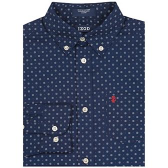 Boys 8-20 IZOD Printed Long Sleeve Stretch Button Up Shirt