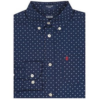 Boys 8-20 IZOD Printed Long Sleeve Stretch Button Up Shirt