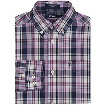 Boys 8-20 IZOD Printed Long Sleeve Stretch Button Up Shirt