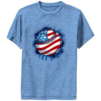 Boys USA Flag Print Baseball Performance Graphic Tee