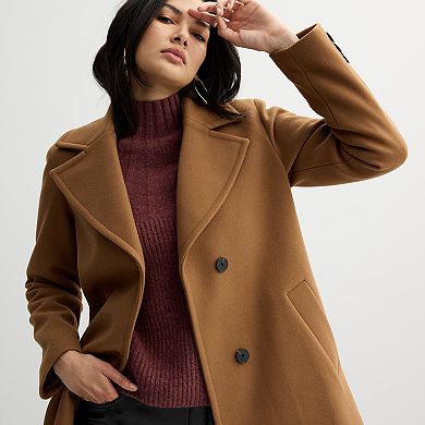 Women's Nine West Large Notch Collar Front Button Coat