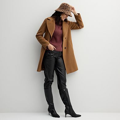 Women's Nine West Large Notch Collar Front Button Coat