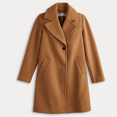 Women's Nine West Large Notch Collar Front Button Coat