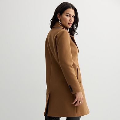 Women's Nine West Large Notch Collar Front Button Coat