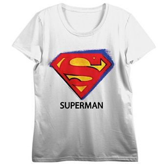 Juniors' Superman Spray Paint Logo Graphic Tee