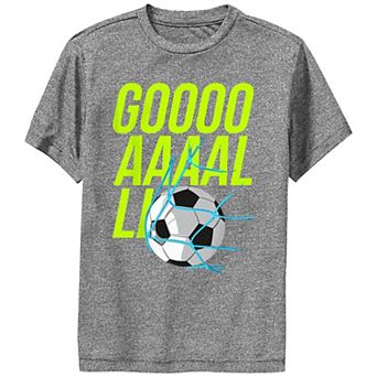 Boys 6-20 Excited Soccer Goal Performance Graphic Tee
