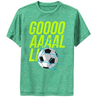 Boys Excited Soccer Goal Performance Graphic Tee