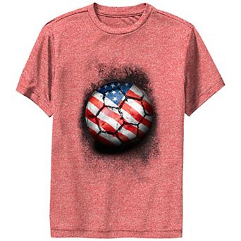 Boys USA Flag Print Soccer Ball Performance Graphic Tee
