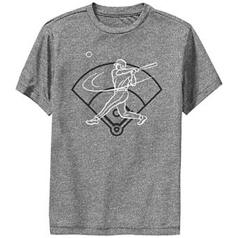 Boys Baseball Player Hitting The Ball Performance Graphic Tee