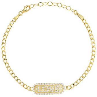 Sunkissed Sterling Cubic Zirconia LOVE Bar Bracelet