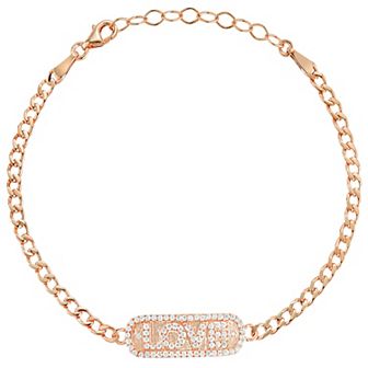 Sunkissed Sterling Cubic Zirconia LOVE Bar Bracelet