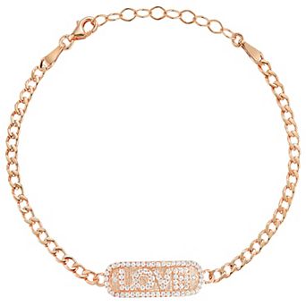 Sunkissed Sterling Cubic Zirconia LOVE Bar Bracelet