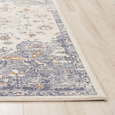 Alora Decor Paul Blue & Cream Boho Medallion Area Rug