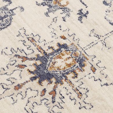 Alora Decor Paul Blue & Cream Boho Medallion Area Rug