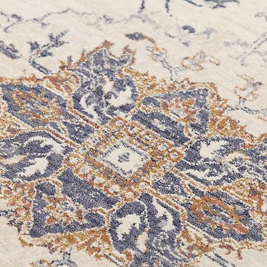 Alora Decor Paul Blue & Cream Boho Medallion Area Rug