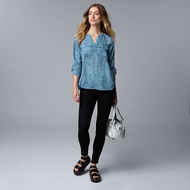 Women's Simply Vera Vera Wang Roll-Tab Popover Blouse