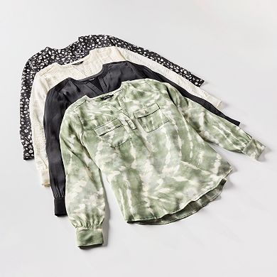 Women's Simply Vera Vera Wang Roll-Tab Popover Blouse