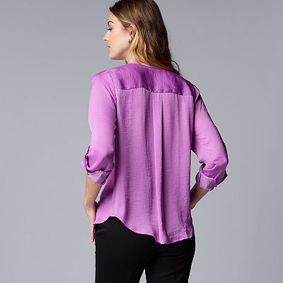 Women's Simply Vera Vera Wang Roll-Tab Popover Blouse Women's Simply Vera Vera Wang Roll-Tab Popover Blouse