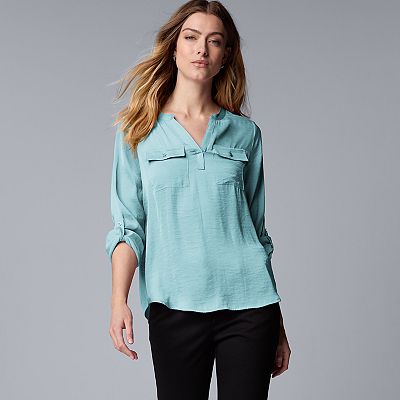 Women's Simply Vera Vera Wang Roll-Tab Popover Blouse