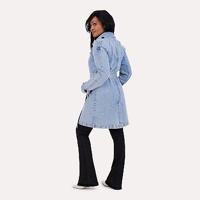 Madden Girl Juniors' Asymmetrical Belted Wrap Coat Size LARGE