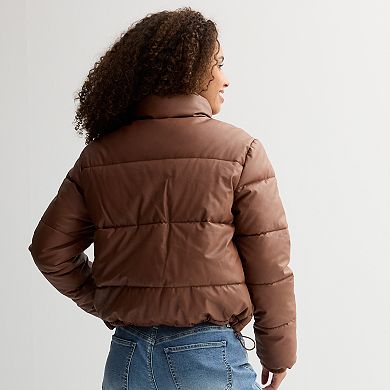 Juniors' madden girl Faux Leather Puffer Jacket