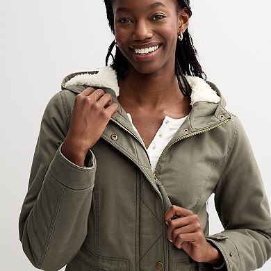 Juniors' Sebby Cozy Lined Twill Hooded Anorak Coat