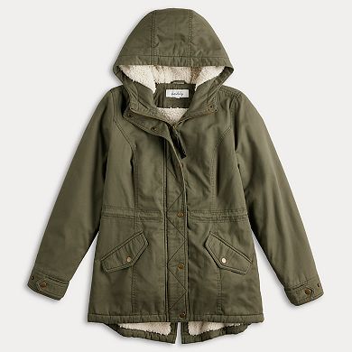 Juniors' Sebby Cozy Lined Twill Hooded Anorak Coat