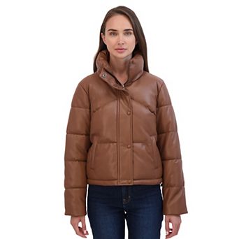 Juniors' Sebby Faux Leather Puffer Coat