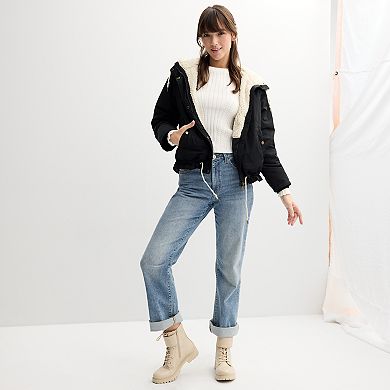 Women's Sebby Cozy Faux-Fur Lined Hooded Twill Anorak Jacket