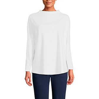 Women's Lands' End Long-Sleeve Sport Knit Funnel-Neck Top