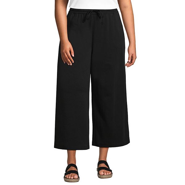 Plus Size Lands' End Sport Knit Wide-Leg Crop Pants