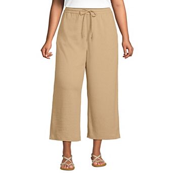Plus Size Lands' End Sport Knit Wide-Leg Crop Pants
