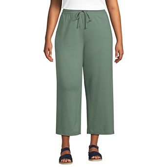 Plus Size Lands' End Sport Knit Wide-Leg Crop Pants