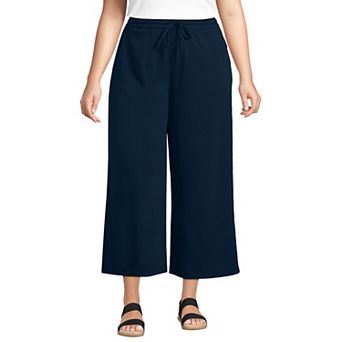 Plus Size Lands' End Sport Knit Wide-Leg Crop Pants
