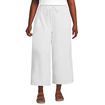Plus Size Lands' End Sport Knit Wide-Leg Crop Pants