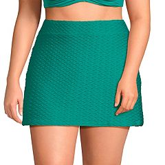 Women's Lands' End Tummy Control UPF 50 Ruched-Side Swim Skirt