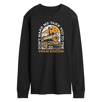 Men's Yellowstone Train Station Long Sleeve Graphic Tee