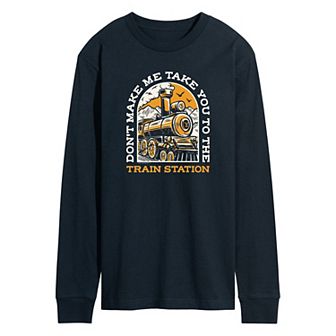 Men's Yellowstone Train Station Long Sleeve Graphic Tee