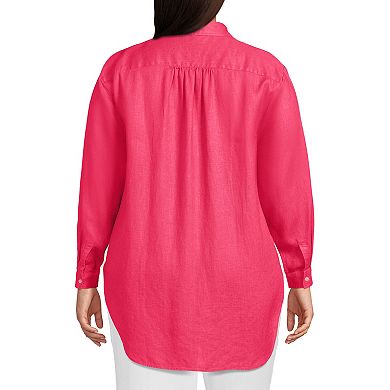 Plus Size Lands' End Linen Roll Sleeve Relaxed-Fit Tunic