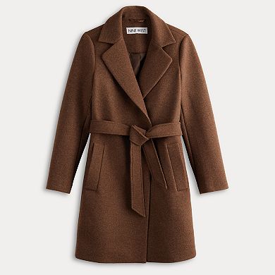 Women's Nine West Faux Wool Belted Trench Coat
