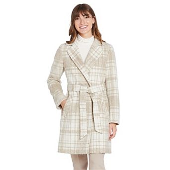 Women's Nine West Faux Wool Belted Trench Coat