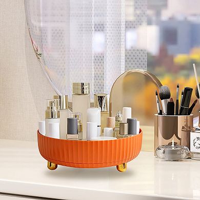 360° Rotating Makeup Organizer With Perfume Cosmetic Storage Tray