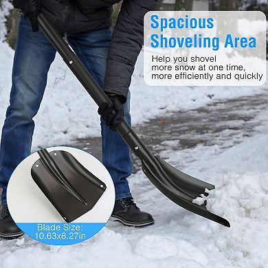 Black, Collapsible Aluminum Snow Shovel With Adjustable Length