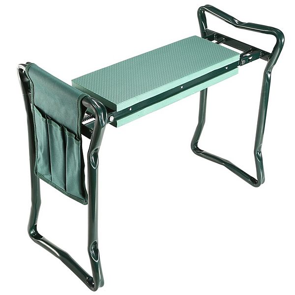 Green, Foldable Garden Kneeler Seat With Kneeling Soft Cushion Pad